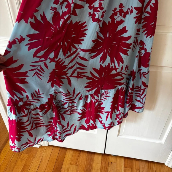 Abel the Label Floral Printed Smocked Waist High Low Midi Maxi Dress Size Medium - Picture 14 of 15